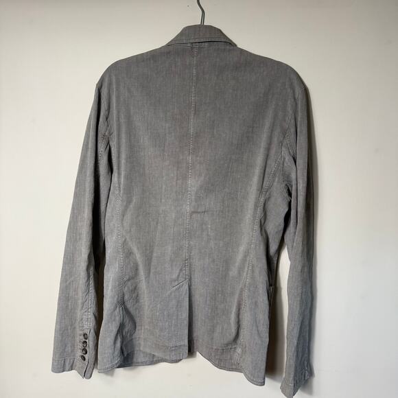 Standard James Perse Blazer SZ 2 Medium Linen Blend Three Button Army Green - Picture 2 of 12